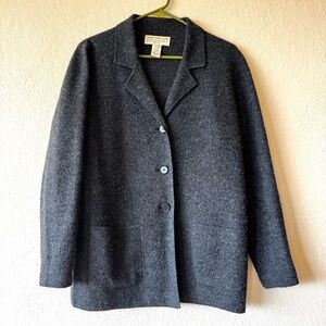 Jones New York Vintage Dark Charcoal Wool-Blend Blazer Jacket